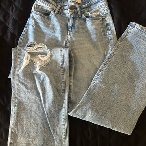 BKE Light Blue Distressed Flare Jeans